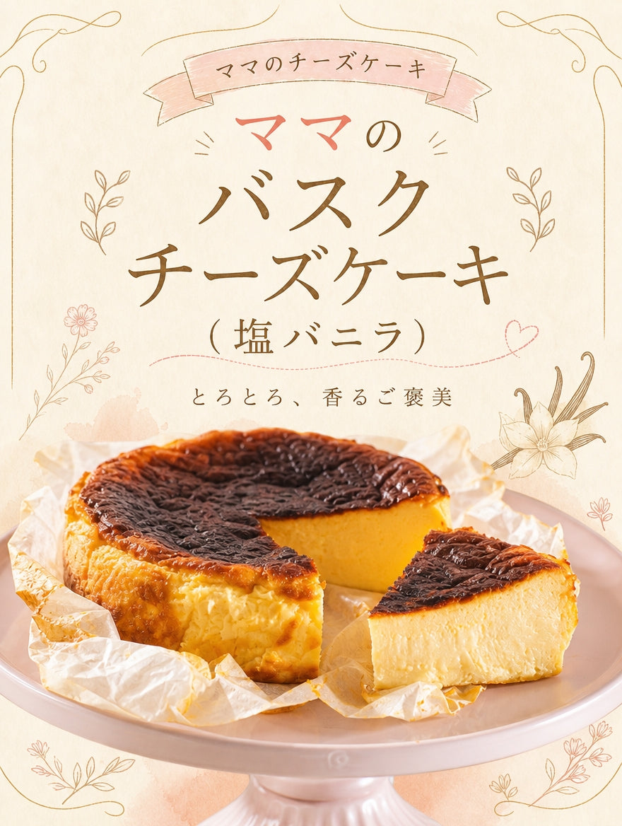 【甘じょっぱさがクセになる】塩バニラバスクチーズケーキ