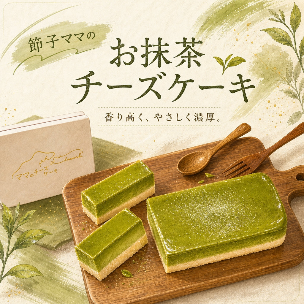 【濃厚ほろ苦|ちょっぴり甘い】節子ママのお抹茶チーズケーキ