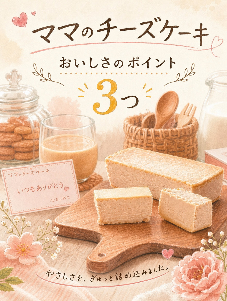 【濃厚だけど後味すっきり！とろける食感】ママのチーズケーキ